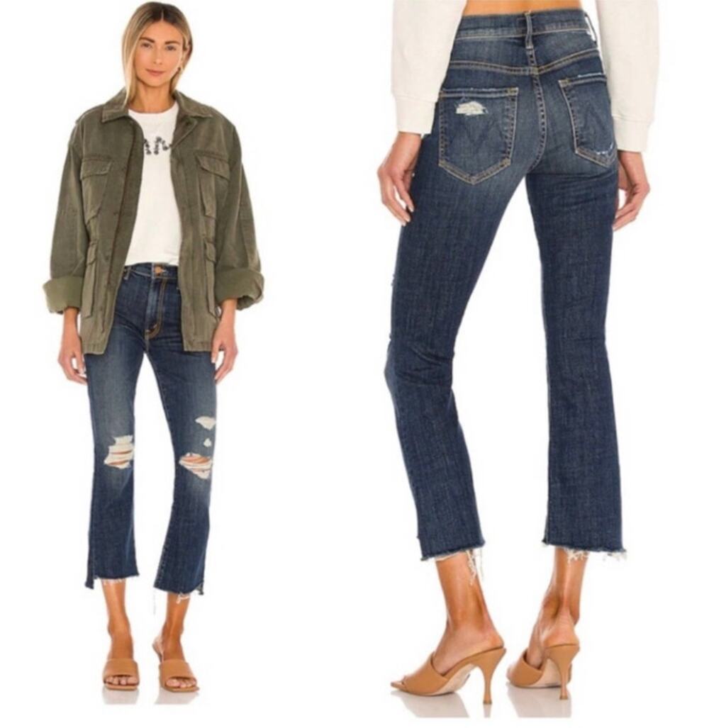 MOTHER Denim The Insider Crop Step Fray Jeans 25 Wicked Wildflower